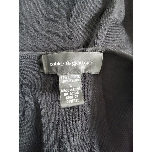 Cable & Gauge Women's Zipper Front Crew Neck Cardigan Sweater Black Size Large - Picture 3 of 7